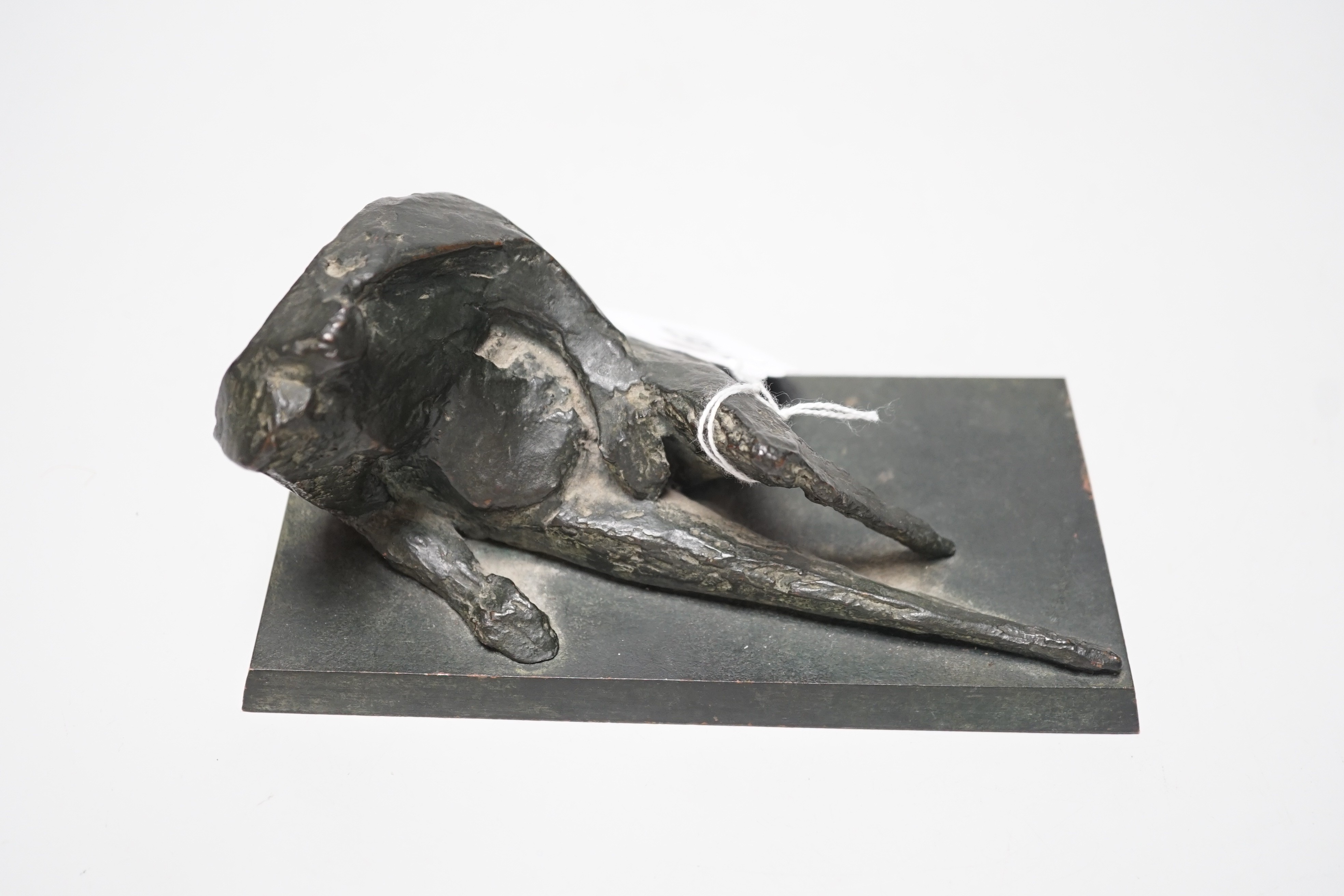 A limited edition abstract bronze of a recumbent figure, initialled and dated AFB 1981, 1/9, 17.5cm long